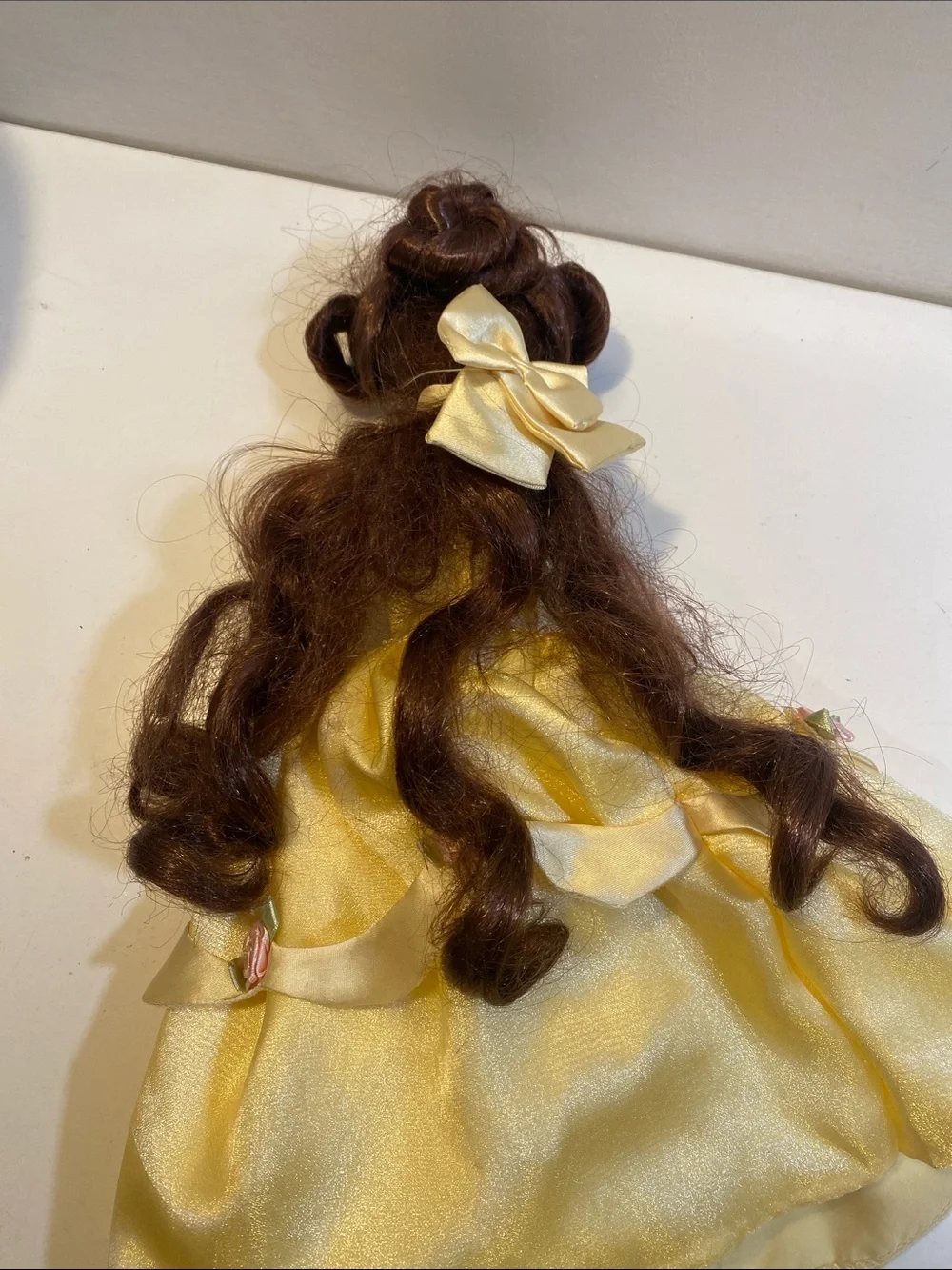 Disney Vintage Yellow Rose Princess Doll in Satin Gown Porcelain